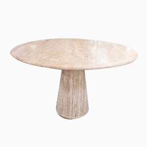 Vintage Travertine Round Dining Table Skipper, 1960s
