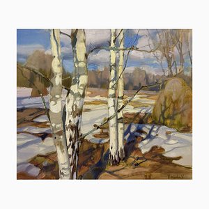 Valery Baida, Birches, Oil on Canvas, 2023