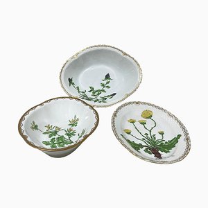 Flora Danica Porzellanschalen von Bing & Grøndahl, Dänemark, 1920er, 3er Set