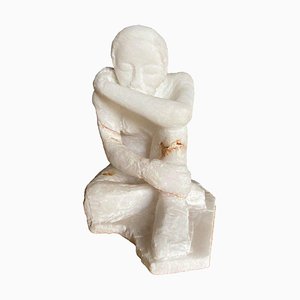 Sculpture de Femme Agenouillée en Pierre Onyx, 20ème Siècle