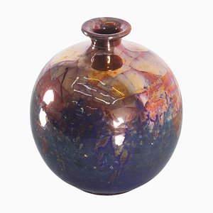 Hand-Painted Polychrome Ceramic Vase, 1980s