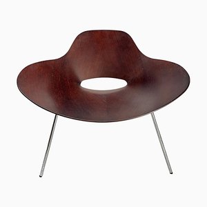 Large Largo Chair in Curved Walnut from Emmemobili, Italy, 1970s