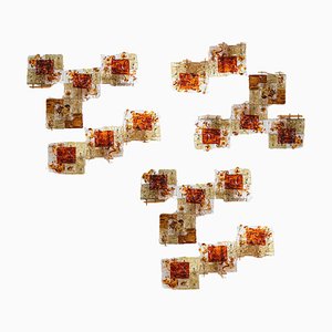 Patchwork Wall Lights in Hand Blown Glass attributed to Toni Zuccheri for Venini, 1970s, Set of 20