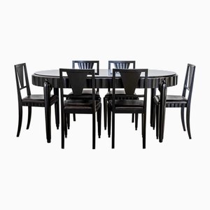 Art Deco Dining Room Set, Italy, 1930s, Set of 8