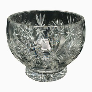 Frutero inglés vintage grande de cristal tallado, años 60