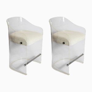 Mid-Century Acrylglas Lotus Barhocker Vladimir Kagan zugeschrieben, 1970er, 2er Set