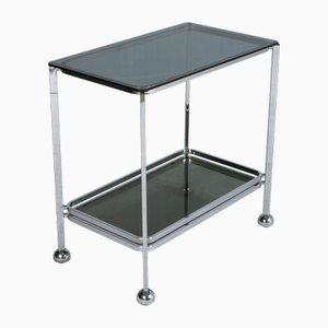Italian Chrome Steel and Fumè Glass Trolley, 1970s