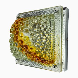 Lampada da parete in vetro di Murano arancione con effetto cubetto di ghiaccio di Mazzega, Italia, anni '70