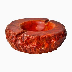 Posacenere in alabastro rosso di Romano Bianchi, Italia, anni '70