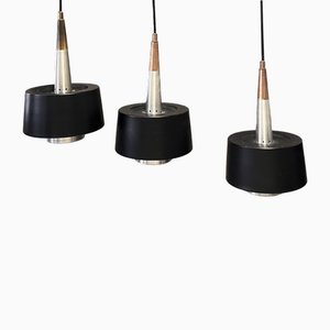 Lampade da soffitto vintage attribuite a Voss Belysning, Danimarca, 1959, set di 3