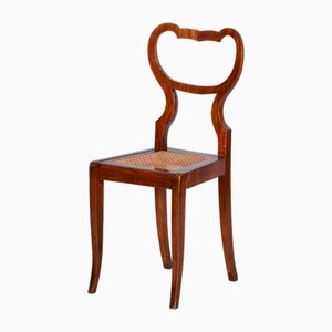 Chaise Biedermeier en Noyer Placage & Rotin, Pologne, 1830s