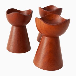 Danish Teak Candleholders, 1960s, Set of 3