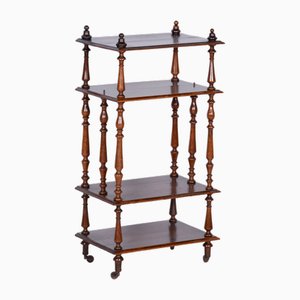 Biedermeier Regal mit Rädern aus Buche & Messing, Frankreich, 1880er