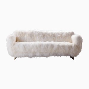 Modern Arctic White Mongolian Sheepskin Fur Primal Sofa by Egg Designs