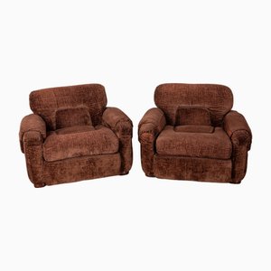 Chaises Vintage en Velours Marron, Italie, 1960s, Set de 2