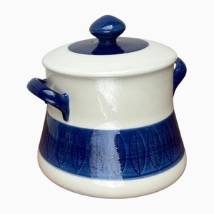 Mid-Century Swedish Large Pot Lid Terrine Koka Blue Bla Series by Hertha Bengtson for Rörstrand, 1950s