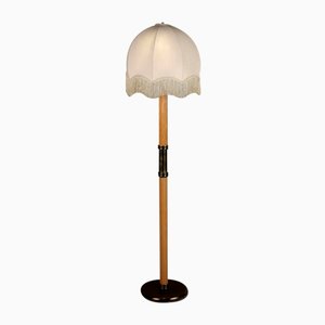 Vintage Floor Lamp in Wood & Brass, Italy, 1960s