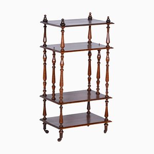 Biedermeier Regal aus Buche & Messingrädern, Frankreich, 1880er