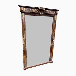 Large Antique French Gilt & Painted Mirror, 19th Century