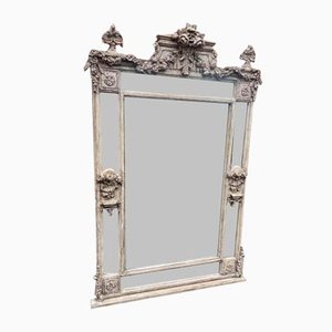 Large French Painted Cushion Mirror, Early 20th Century