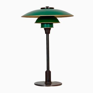 Browned Brass and Green Metal Shades PH 3/2 Table Lamp by Poul Henningsen, 1940s
