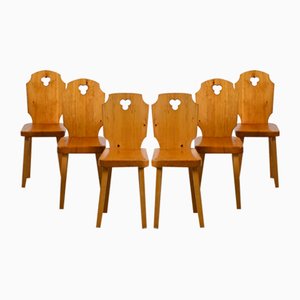 Französische Vintage Bergstühle aus Holz, 1960, 6 . Set