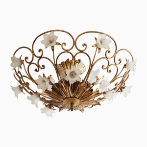 Large Italian Florentine Ceiling Lamp, 1980s