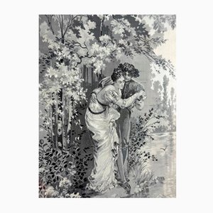 Dipinti su seta, anni 1890-1910, set di 2