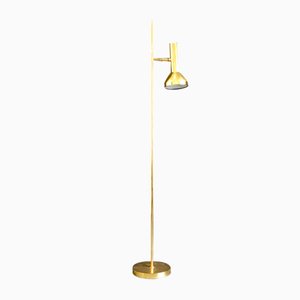 Vintage German Floor Lamp in Gold with Large Shade & Golden Details from Cosack, 1970s