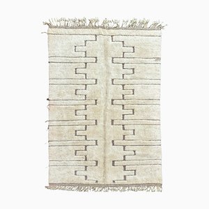 Modern White Handwoven Moroccan Berber Area Wool Rug
