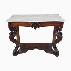 Consola de madera y mármol