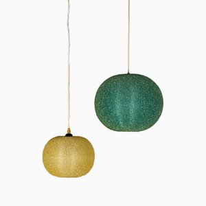 Vintage Sugarball Moon Pendant Lights by Rotaflex, 1970, Set of 2