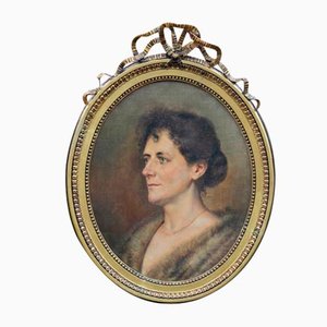 Retrato de mujer, pintura al óleo sobre lienzo, años 30, enmarcado