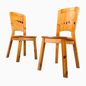 Chaises de Salle à Manger Vintage en Bois de Pin, 1970s, Set de 6