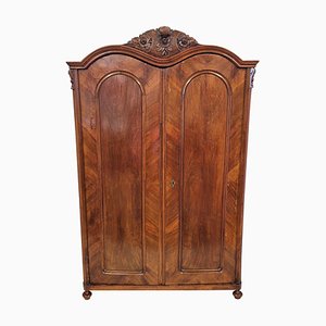 Two-Door Walnut Wardrobe, Set of 2