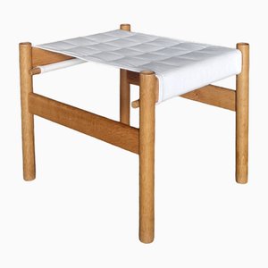 Sgabello Early in quercia con sedile in tela trapuntata di Hans Bølling per Torben Ørskov, Danimarca, anni '60