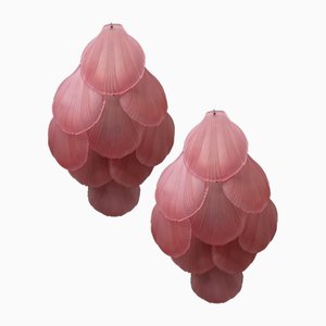 Pink Glass Shell Sconces, 1980s, Set of 2