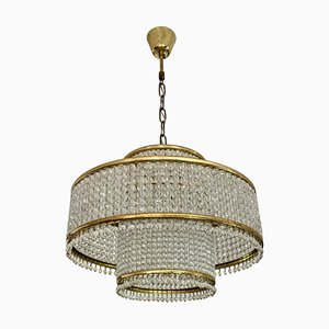 Faceted Crystal Chandelier in the style of Lobmeyr, Czechoslovakia, 1960s