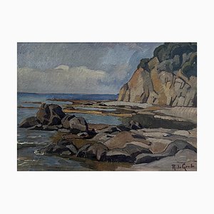 Raffaele De Grada, Paesaggio marino, Olio su tavola, XX secolo, Con cornice