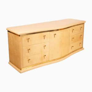 Curved Parchment Cabinet Nettuno by Luciano Frigerio for Frigerio Di Desio, 1970s