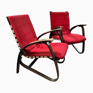 Poltrona in legno curvato attribuita a Jan Vaněk, anni '40, set di 2