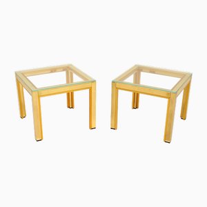 Vintage Italian Brass Side Tables attributed to Zevi, 1970, Set of 2