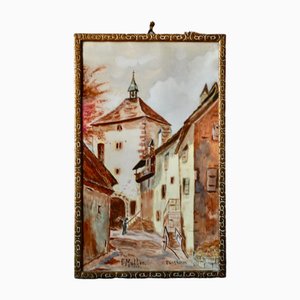 Turckheim Watercolor Wall Decoration by E.M. Muller, France, 1922