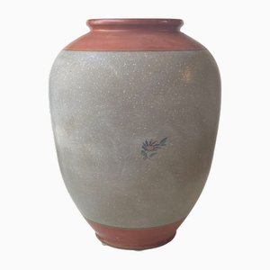 Jarrón de suelo Art Déco de terracota pintado a mano de Knabstrup, años 20