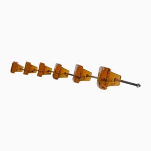 Vintage Swedish Amber Glass Knobs, 1960s, Set of 6