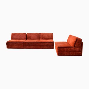 Modulares Vintage Sofa in Oxred-Optik, 1970er, 3er Set