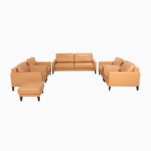 Ego Leather Sofa Set in Cream, Set of 6