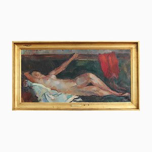 Guillaume Dulac, Nu Couché, Années 1920, Huile sur Toile, Encadrée