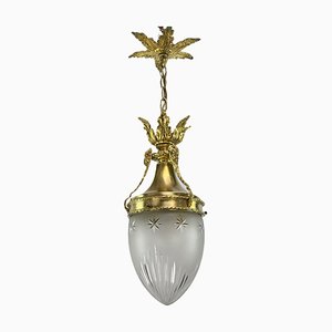 Art Nouveau Hanging Lamp in Bronze, 1890s