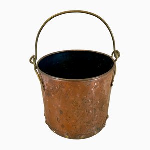 Viktorianischer Kohleeimer aus Messing & Kupfer, 1860er
